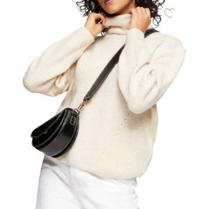 TOPSHOP Roll Neck Knit Wool Blend Sweater